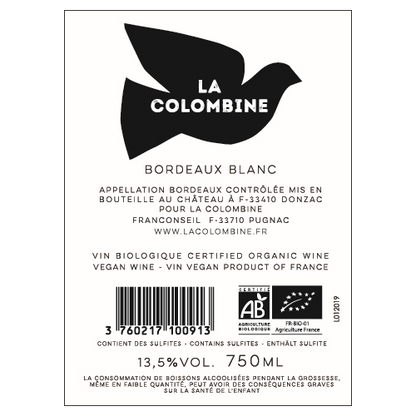 Blanc Sec, Muscadelle  2019 - Château Les Graves de Viaud -  La Colombine
