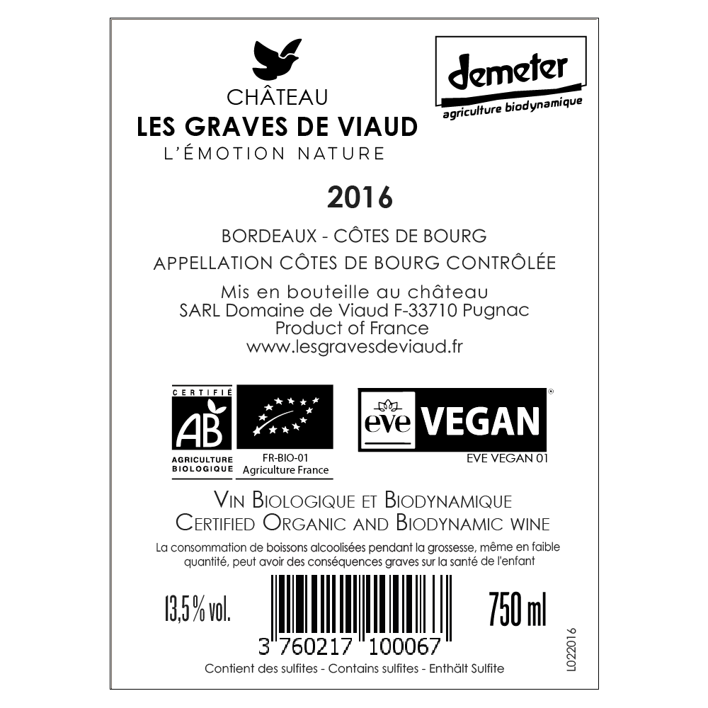 Origine 2016 - Château Les Graves de Viaud -  La Colombine